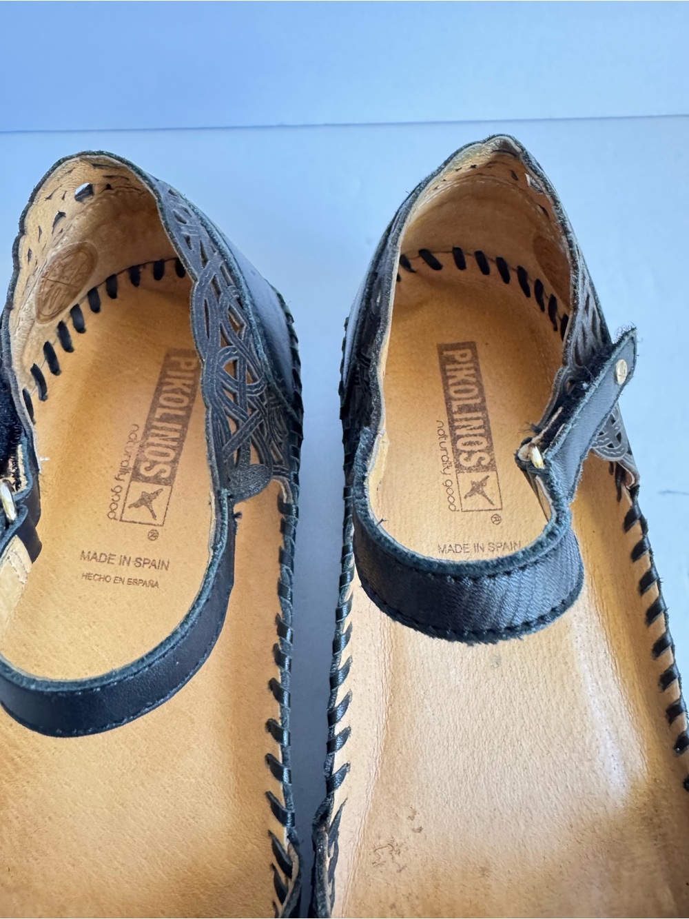 Pikolinos Puerto Vallarta Closed Toe Sandals Laser Cut Black Leather Shoes 39 - Picture 5 of 10